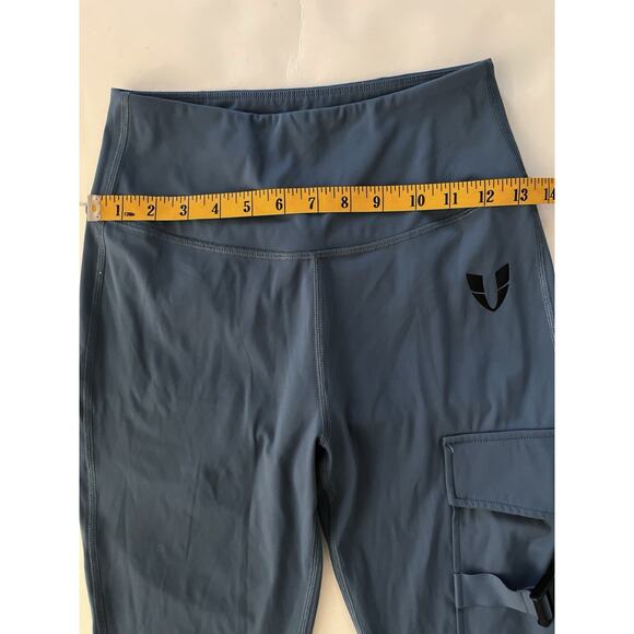 Firm Abs Leggings Women S Dusty Blue Cargo Pants Stretch Athleisure High Rise - Picture 6 of 10